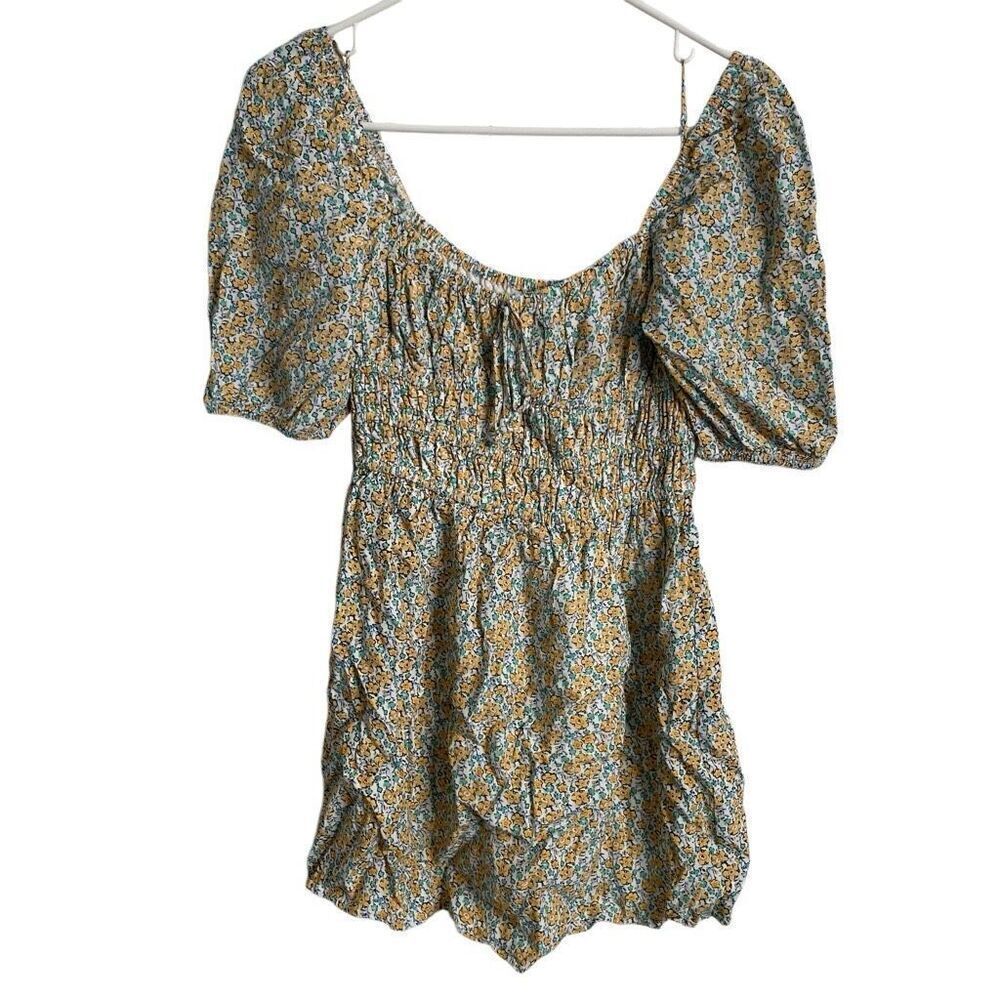 Faithfull the Brand Womens Sylvie Mini Dress XS Floral Milkmaid Empire Waist